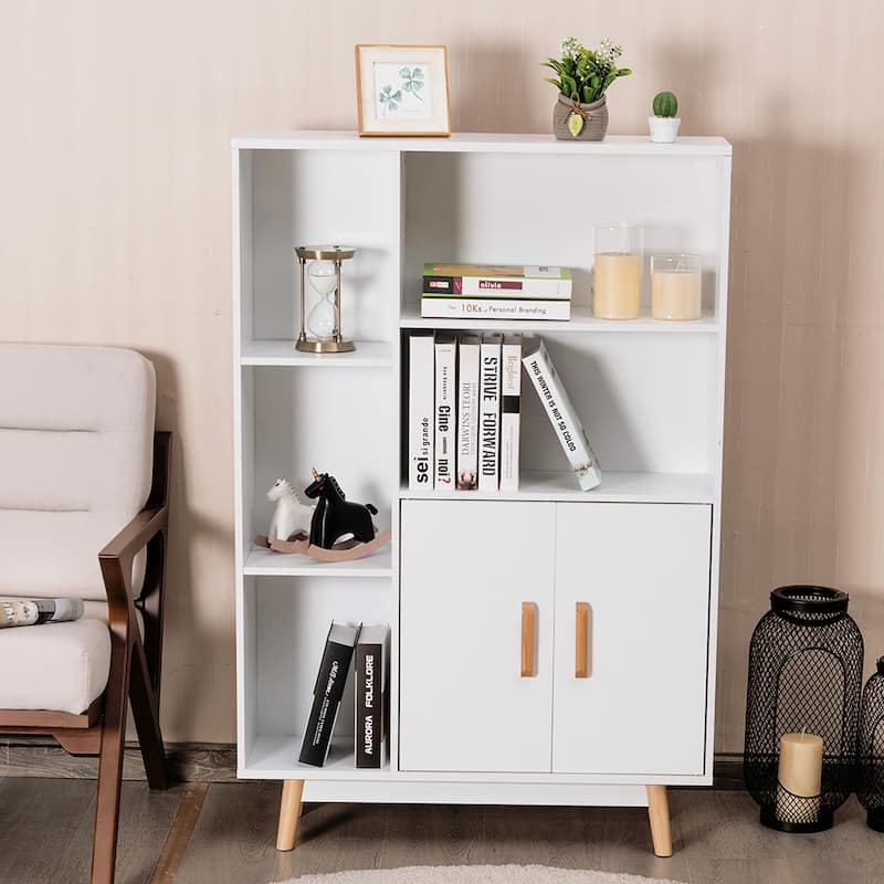 Costway Floor Storage Cabinet Free Standing Wooden Display Bookcase