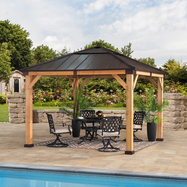 Sunjoy Cedar-framed Brown Steel Gazebo 