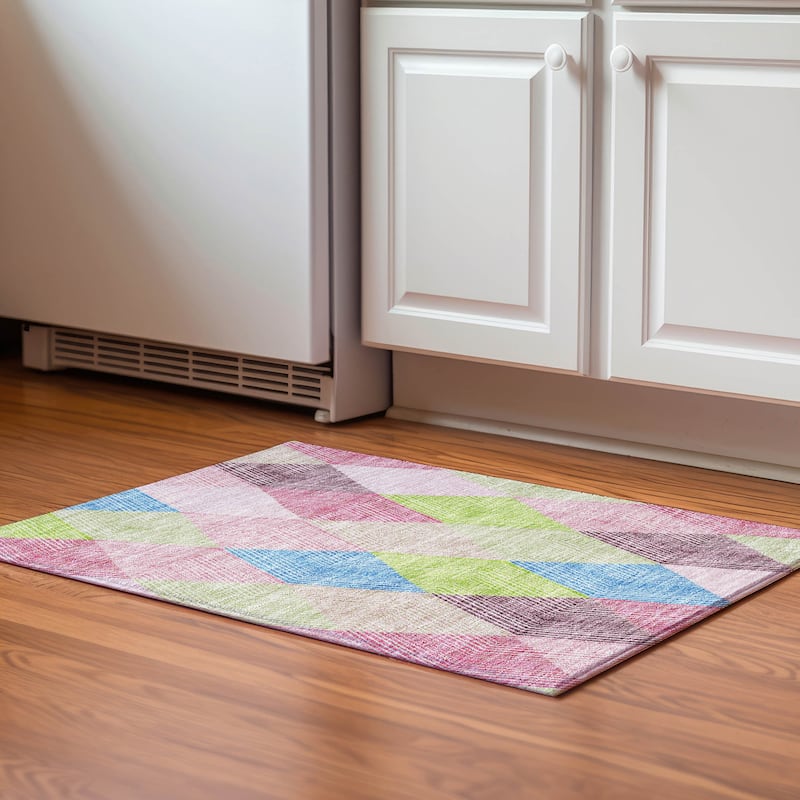Premium Washable Super Soft Modern Fusion Mayfield Rug - Pink - 1'8" x 2'6"