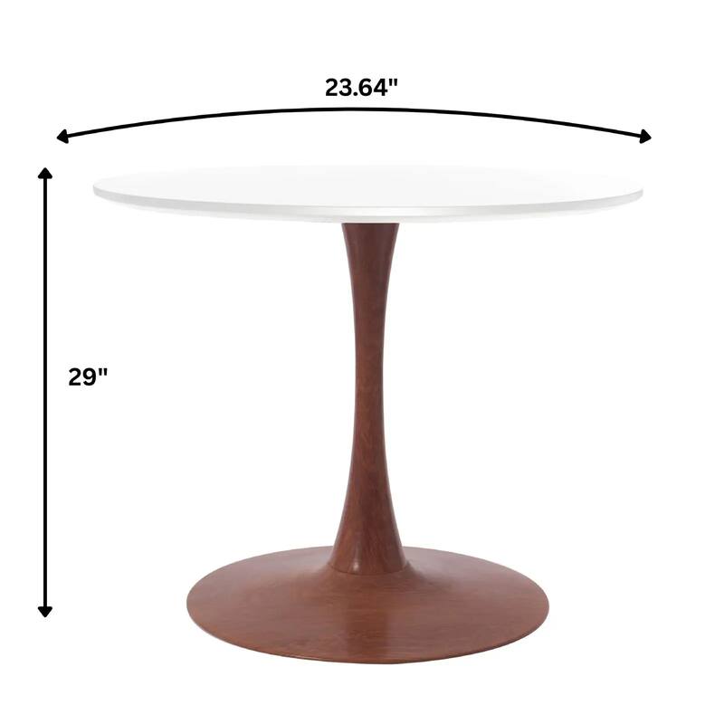Bristol 24" Round Dining Table with MDF Top and Cherry Steel Pedestal Base for Modern Kitchen and Dining Room