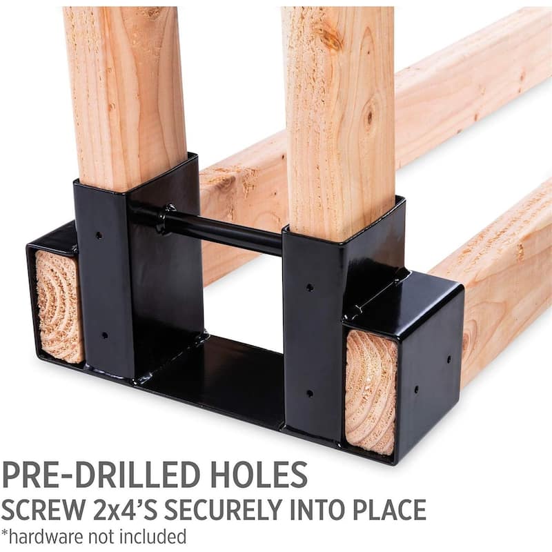 RightHand Adjustable Firewood Rack Brackets Kit, Indoor Outdoor Steel - Black