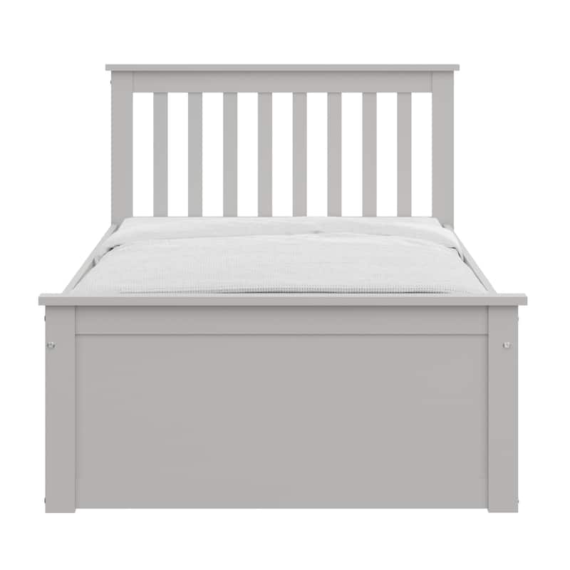 Twin Size Solid Wood Trundle Bed Frame with Pull-Out Toddler Bed and Heavy Duty Kids Bed