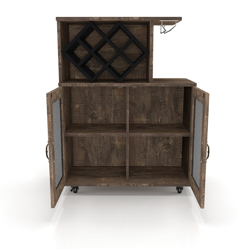 Laut Rustic Oak 4-Shelf Mini Bar with Wine Rack by Furniture of America