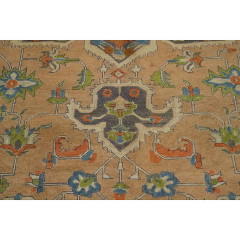 Hand Knotted Oriental 100% Wool Carpet Traditional Floral Oranges & Rust Tabriz Area Rug - 11' 2'' X 8' 3''