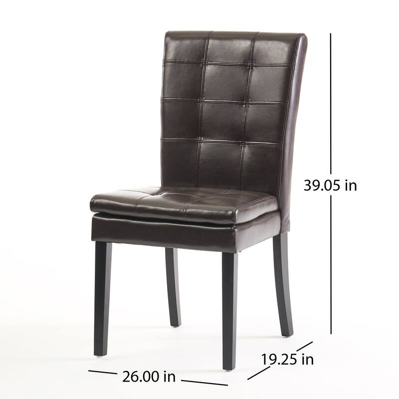 Upholstered Dining Chair Set of 2, Vintage Faux Leather Dining Chair with Wood Legs Armless Kitchen Chair Ergonomic Dining Chair
