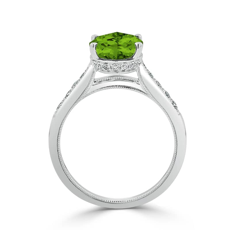 Auriya 3 1/3ct Fancy Oval Peridot and Diamond Engagement Ring 1/4ctw 14k Gold