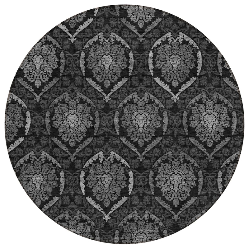 Machine Washable Indoor/ Outdoor Chantille Traditional Damask Rug