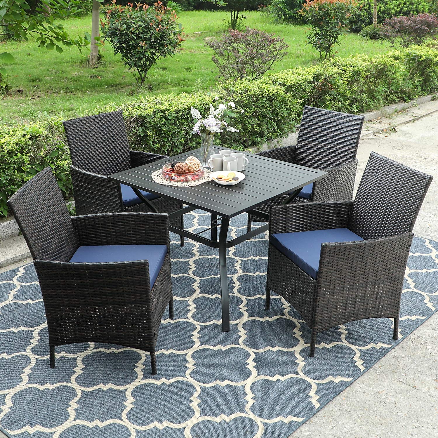 Bistro table set top with umbrella hole