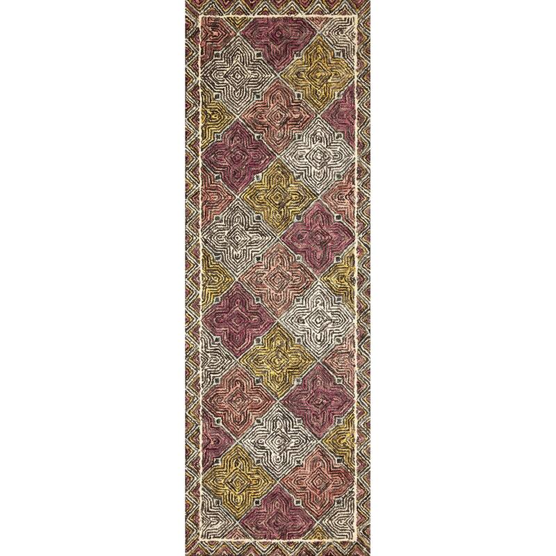 Alexander Home Kaleidoscope Geometric Border Hand-Hooked Wool Rug