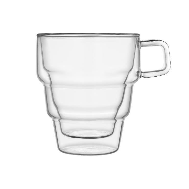 JoyJolt Palo Double Wall Stackable Coffee Glasses, 10 Oz Set of 2 - 9.9 oz
