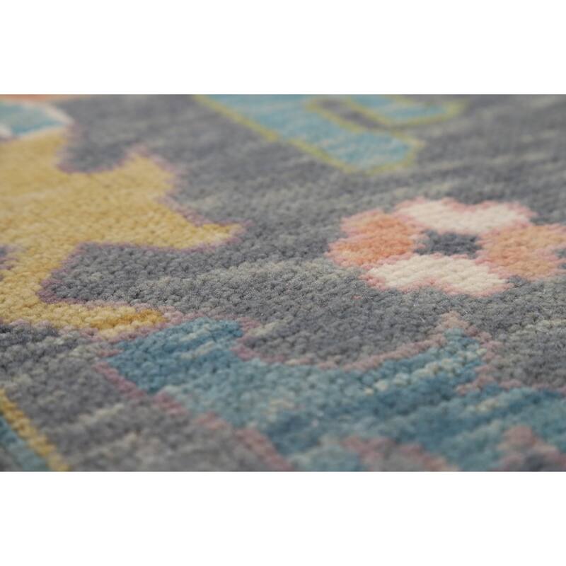 Transitional Oushak Area Rug Handmade Bedroom Wool Carpet - 9'1"x 12'0"