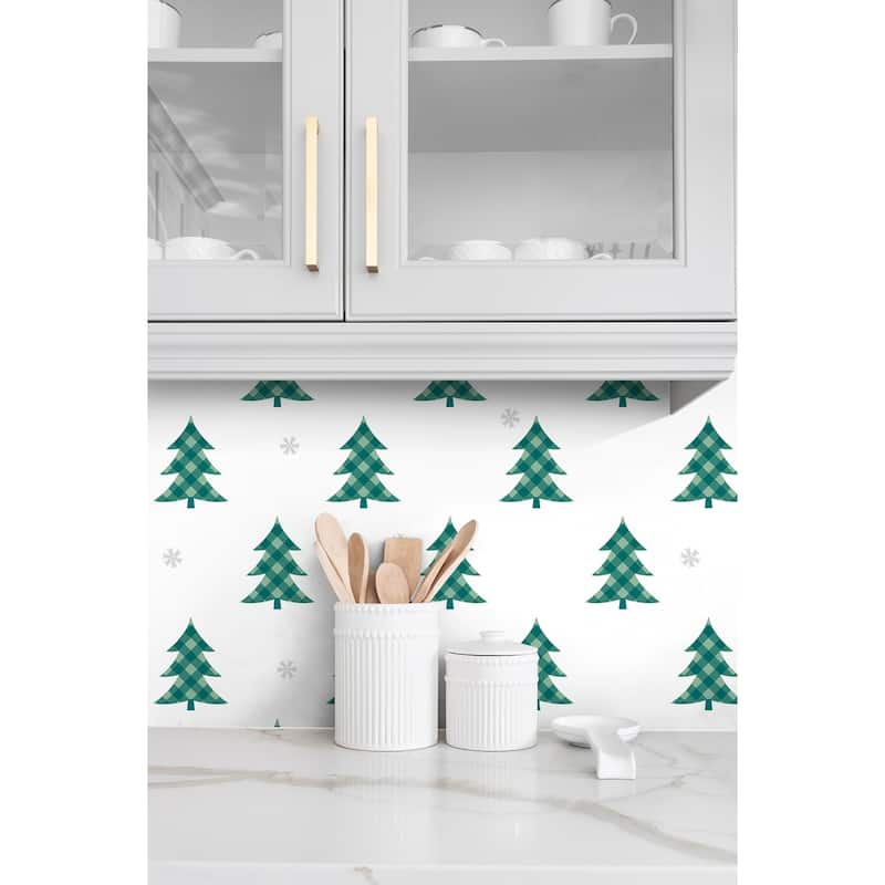 NextWall Plaid Pines Peel and Stick Wallpaper