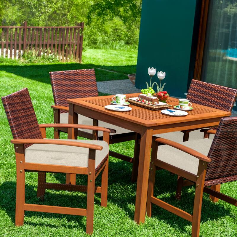 Aoodor Patio Chair Cushions Set of 2, Water Resistant Outdoor Seat Cushions with Handle and Ties, Square Corner Cushions