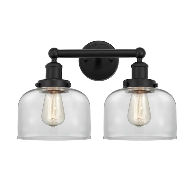Innovations Lighting 616-2W-10-16-L Bell Vanity Bell 2 Light 16" Wide - Matte Black / Clear