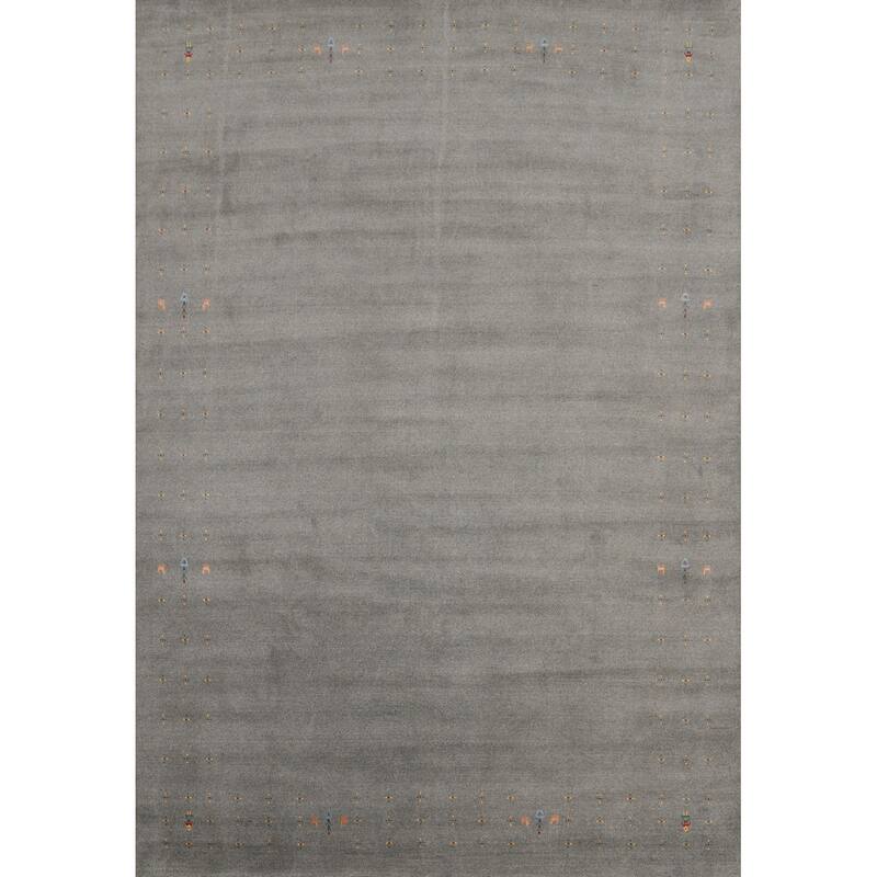 Hand Knotted Oriental 100% Wool Carpet Tribal Solid Greys & Charcoal Gabbeh Area Rug - 12' 4'' X 9' 0''