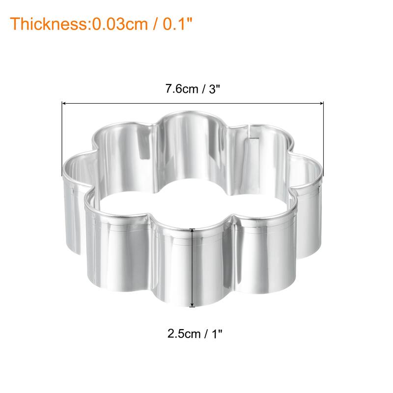1" x 3" Cookie Cutter Silver Tone Eight Petal Flower - Silver Tone - 3Pcs