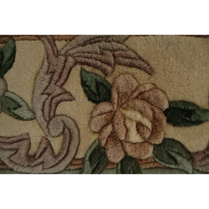 Hand Knotted Oriental 100% Wool Carpet Traditional Floral Green Art Deco Area Rug - 6' 1'' X 3' 11''