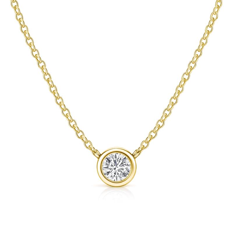 Auriya 14K Gold Lab Grown Round Diamond Bezel Solitaire Pendant Necklace 1.00 to 5.00 ct. tw. (F-G VS) - 1.50ct. tw. - Yellow