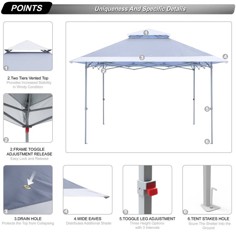 ABCCANOPY Easy Set-up 13x13 Canopy Tent - 13ftx13ft