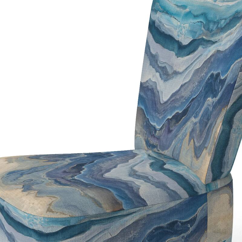 Designart "Coast Blue Sea Waves Watercolour" Upholstered Abstract Accent Chair - Modern Arm Chair For Bedroom