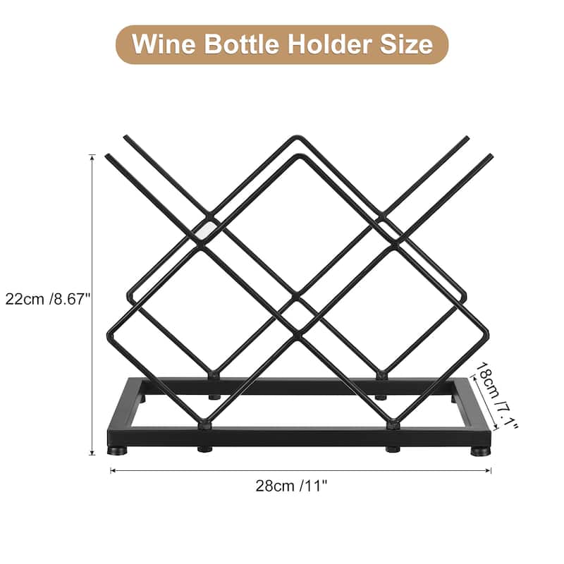 Countertop Wine Rack Wine Bottle Holder 5 Bottle for Table Bar Cabinet - Black