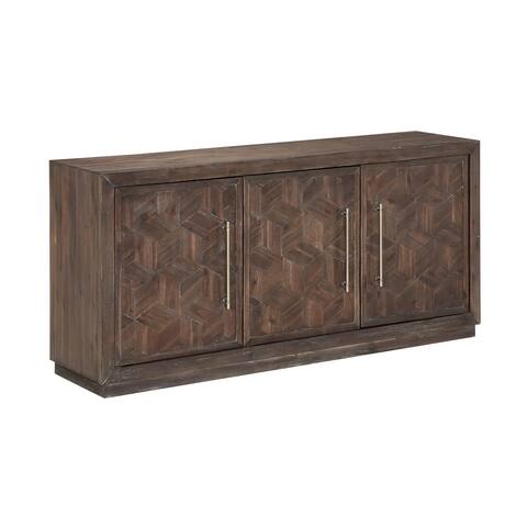 Somette Three Door Media Credenza, Tumbler Dark Brown - 63"W x 17"L x 29.5"H