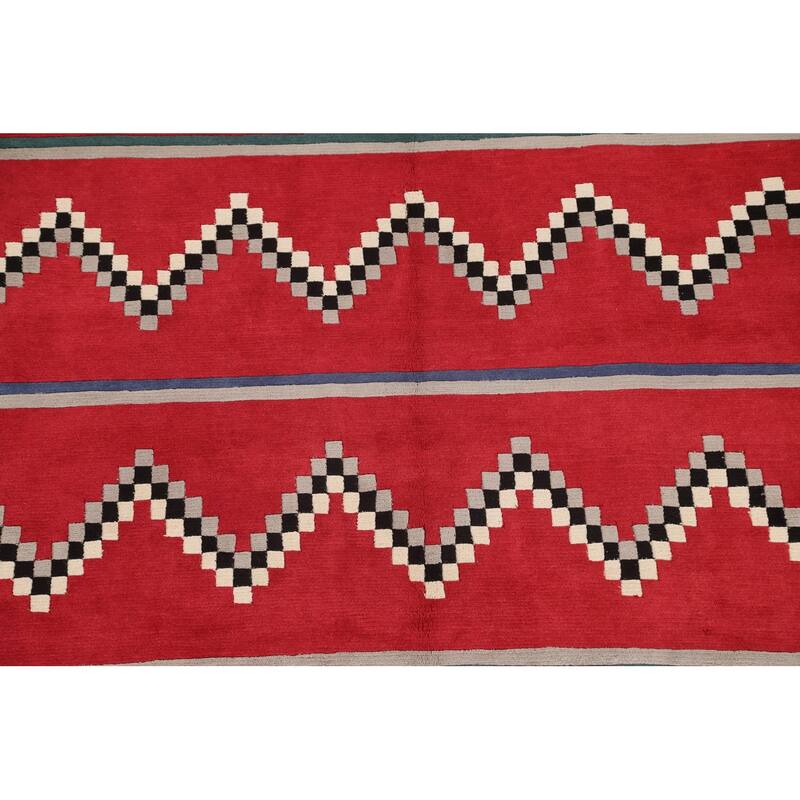 Vegetable Dye Tribal Chevron Nepalese Oriental Wool Area Rug Handmade - 6'0" x 9'0"