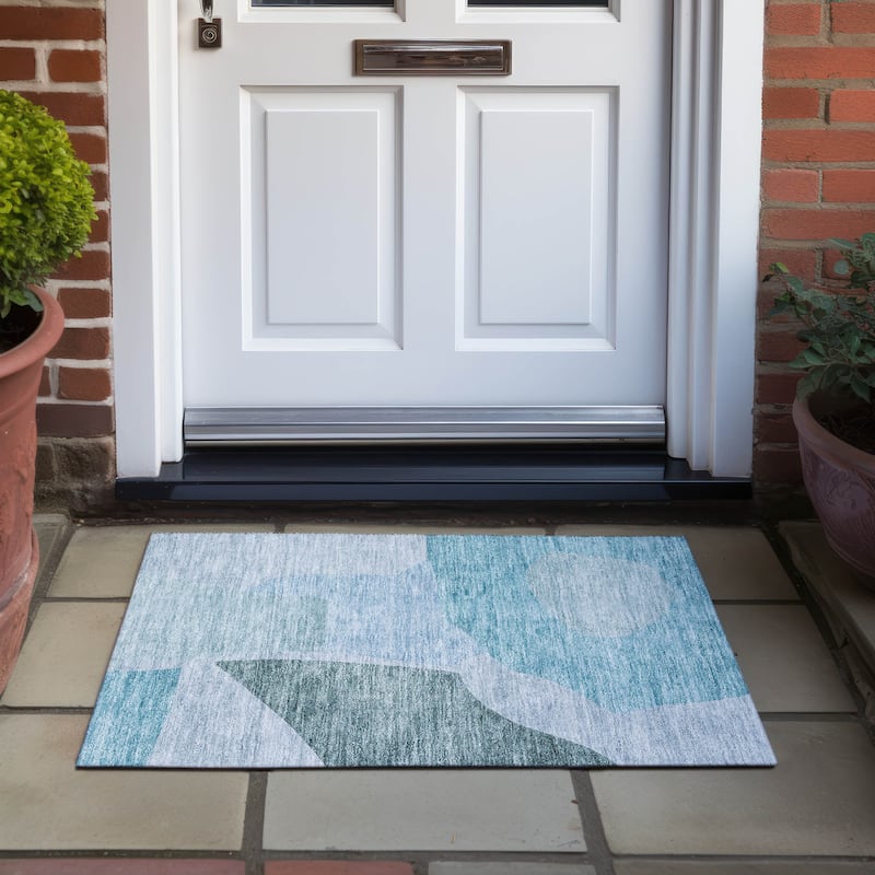 Machine Washable Indoor/ Outdoor Chantille Contemporary Abstract Rug