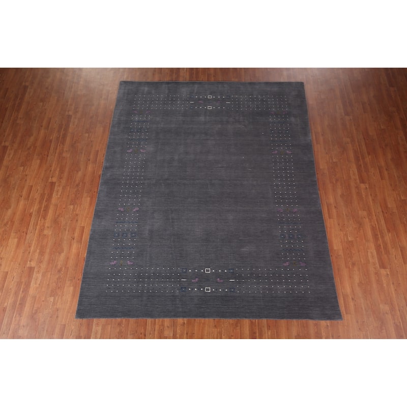 Tribal Gray Gabbeh Oriental Area Rug Handmade Wool Carpet - 8'2"x 10'2"