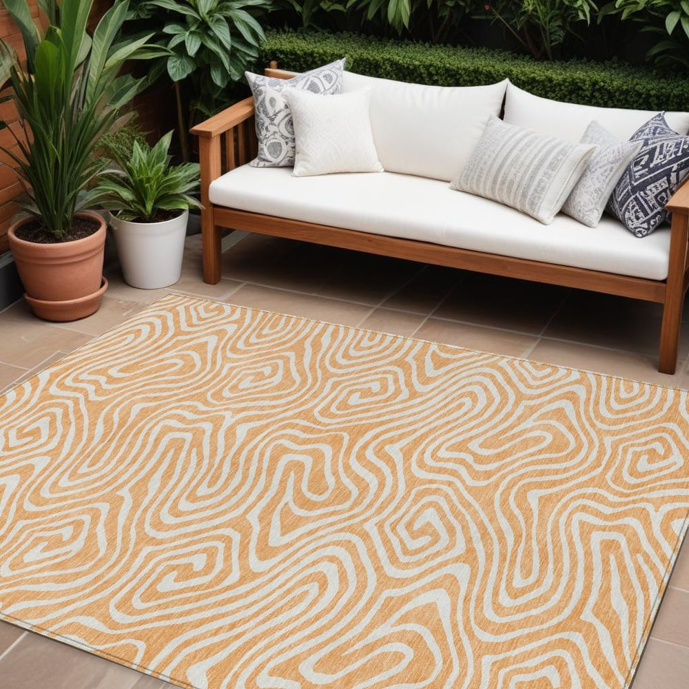 HomeRoots Abstract Transitional Rectangle Outdoor Rug