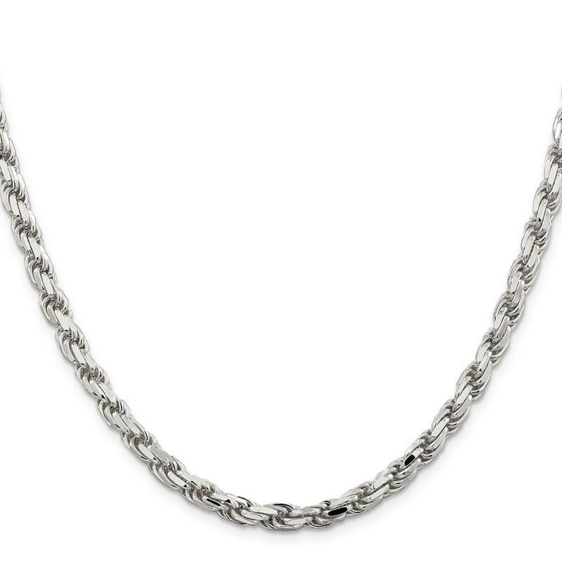 Curata 925 Sterling Silver 5.75mm Diamond Cut Rope Chain Necklace for Men