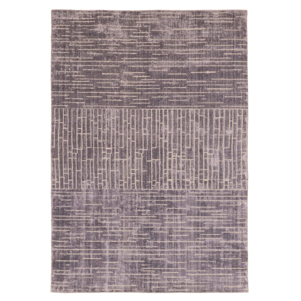 ECARPETGALLERY Hand Loomed Elysian Grey Viscose Rug - 6'7 x 9'9