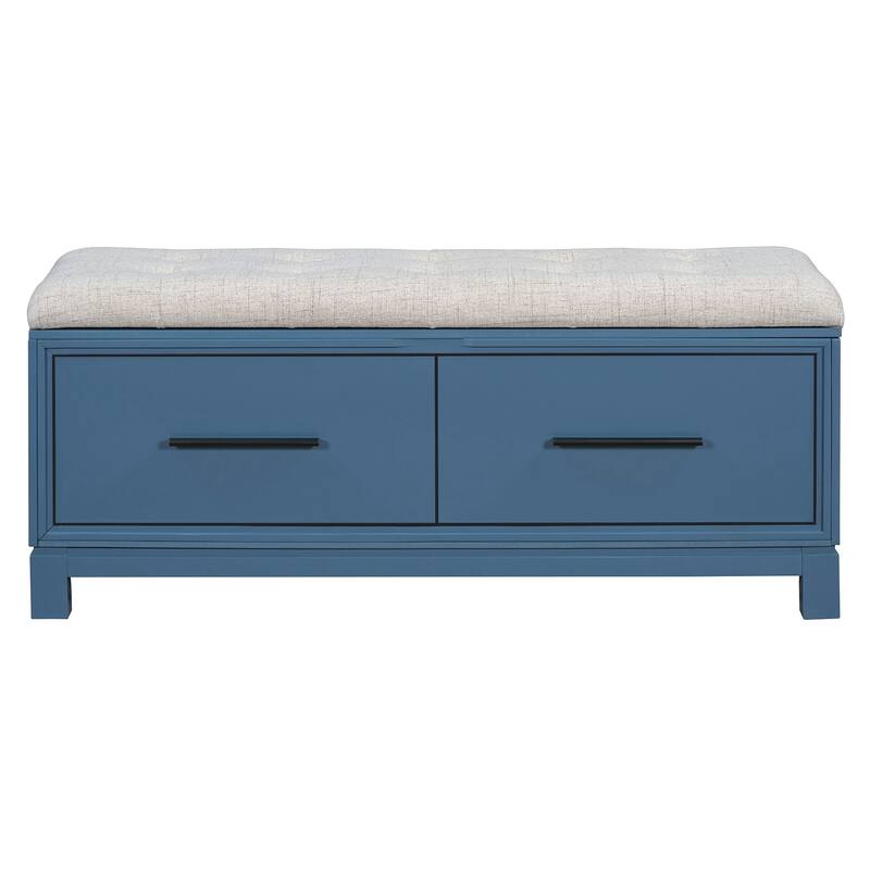 Upholstered Storage Bench for Entryway, Modern Wood Shoe Bench with Removable Cushion, Lift-Up Lid for Living Room
