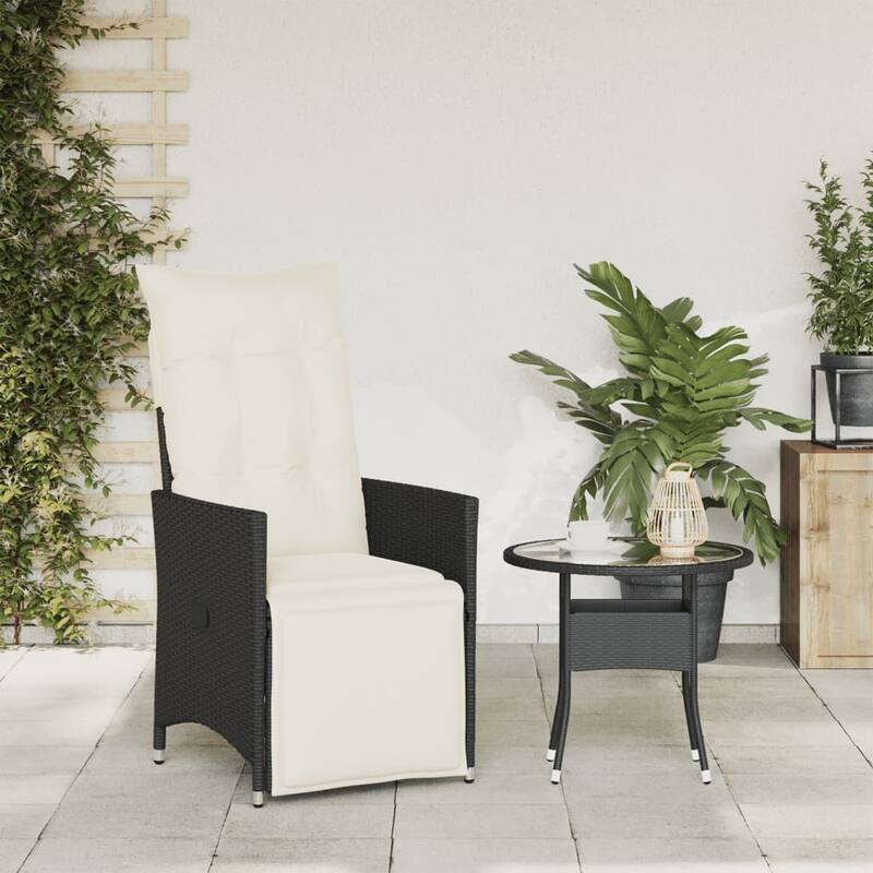 vidaXL Reclining Patio Chairs with Cushions Armchair Outdoor Seating Poly Rattan