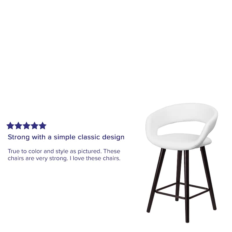 Contemporary Rounded Back Counter Height Stool with Wood Frame - 22"W x 19"D x 33.25"H