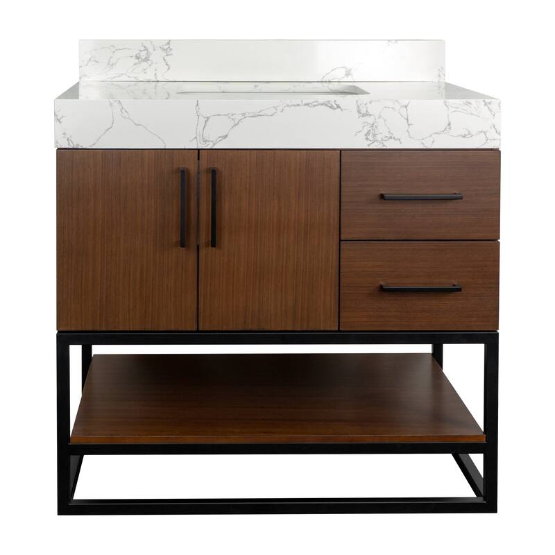 KitchenBathCollection Ellis 36" Bathroom Vanity with Engineered Marble Top