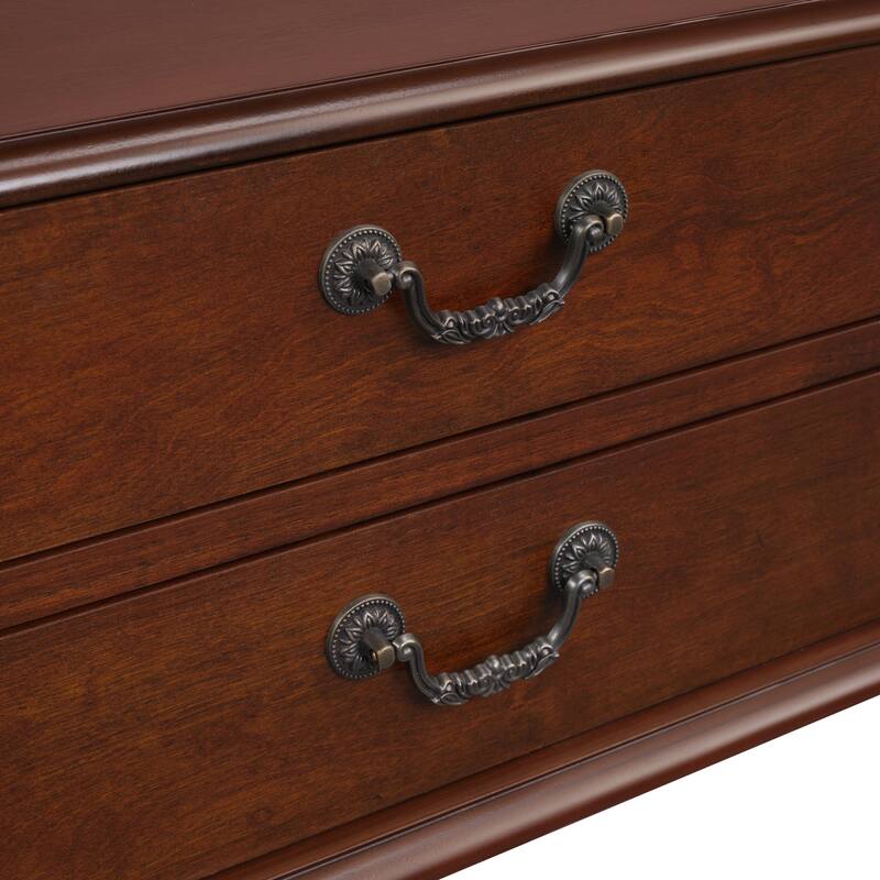 43"Retro Curved Wood Console Table with 3 Drawers and Storage Shelf