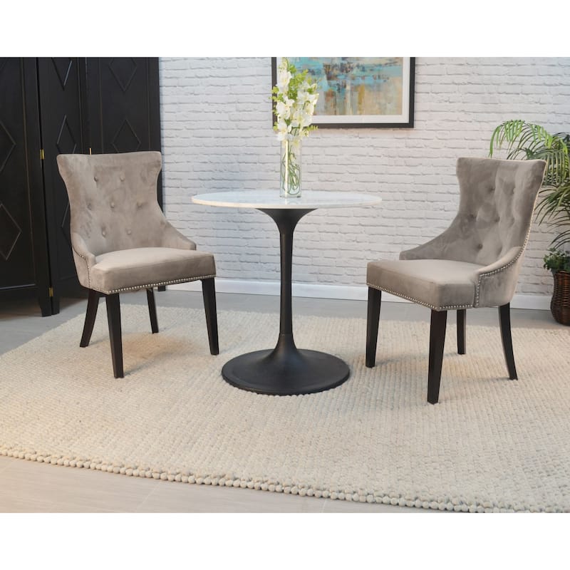 Marble Round Top Pedestal Dining Table - 30" - White and Black