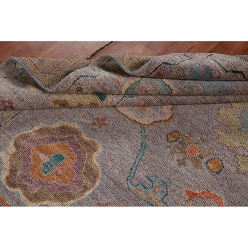 Hand Knotted Oriental 100% Wool Carpet Transitional All-Over Purples Oushak Area Rug - 9' 10'' X 8' 1''