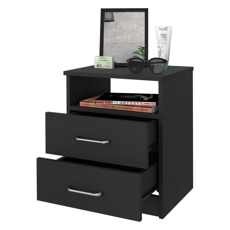 FM Furniture Oklahoma Nightstand with Two Drawers, and One Shelf