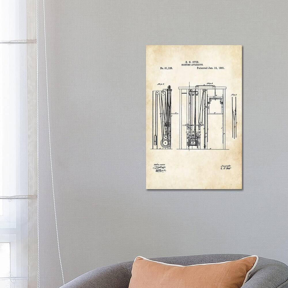 iCanvas "Otis Elevator (1861)" by Patent77 Canvas Print