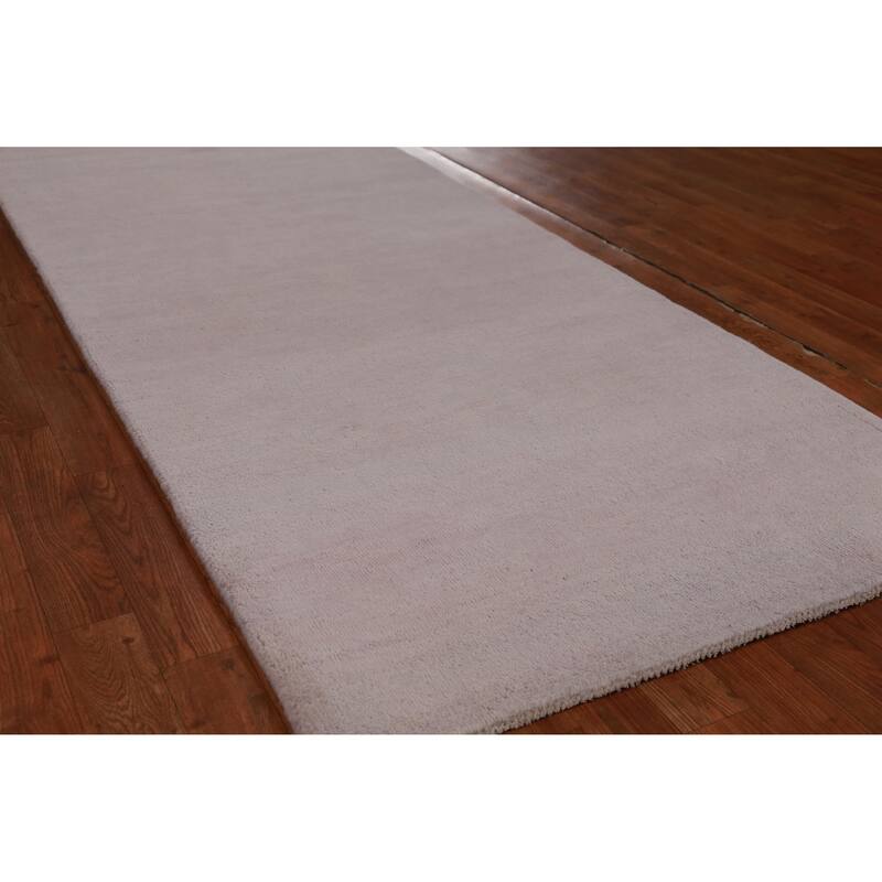 Hand Knotted Oriental 100% Wool Carpet Modern Solid Purples Gabbeh Runner Rug - 10' 0'' X 3' 3''
