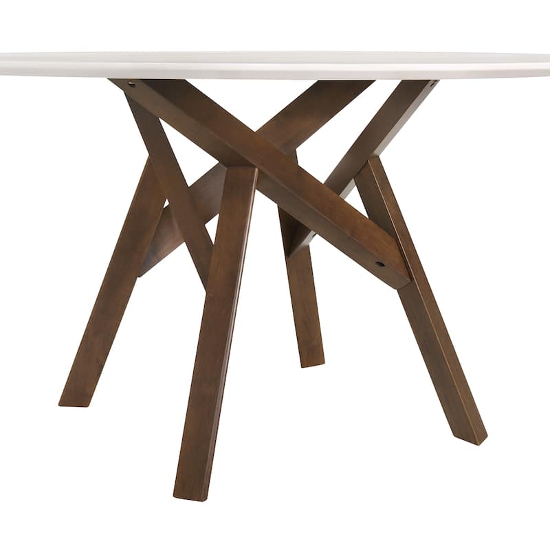 Venus Jackie Wood and Marble Round 5 Piece Dining Set