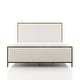 preview thumbnail 17 of 16, 247 Shop At Home Lalia Modern Beige Upholstered Hammered Metal Panel Bed