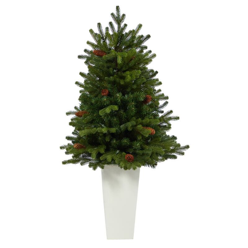 3.5Ft Artificial Christmas Tree with Lights & Pine Cones - Holiday Decor - Green - 36