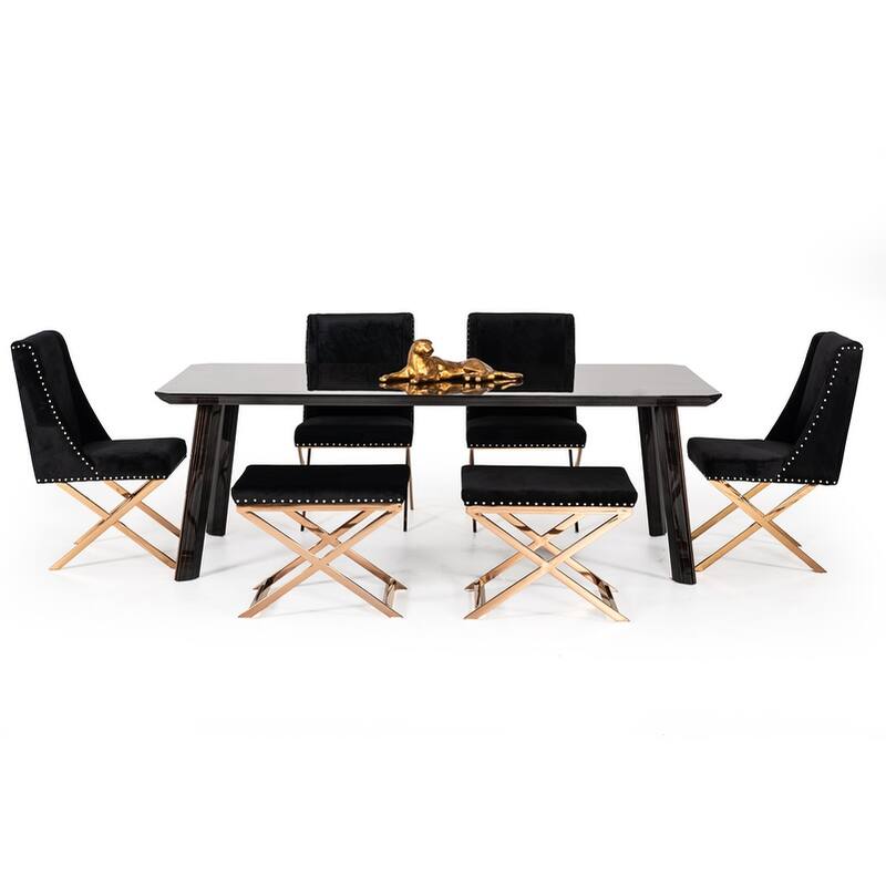 Modrest Chadwick Modern Ebony & Rosegold Dining Table