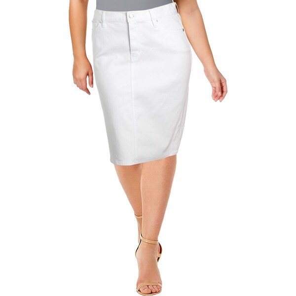 khaki denim skirt knee length