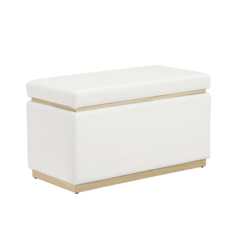 Rue Faux Leather Rectangle Storage Ottoman