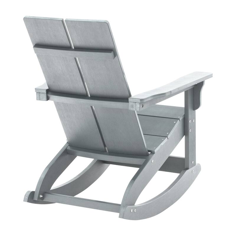 Modern 2-Slat Adirondack Poly Resin Rocking Chair for Indoor/Outdoor Use