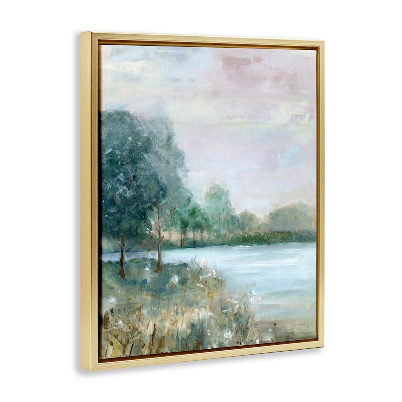 Stupell Serene Riverside View Framed Floater Canvas Wall Art Design By Sally Swatland